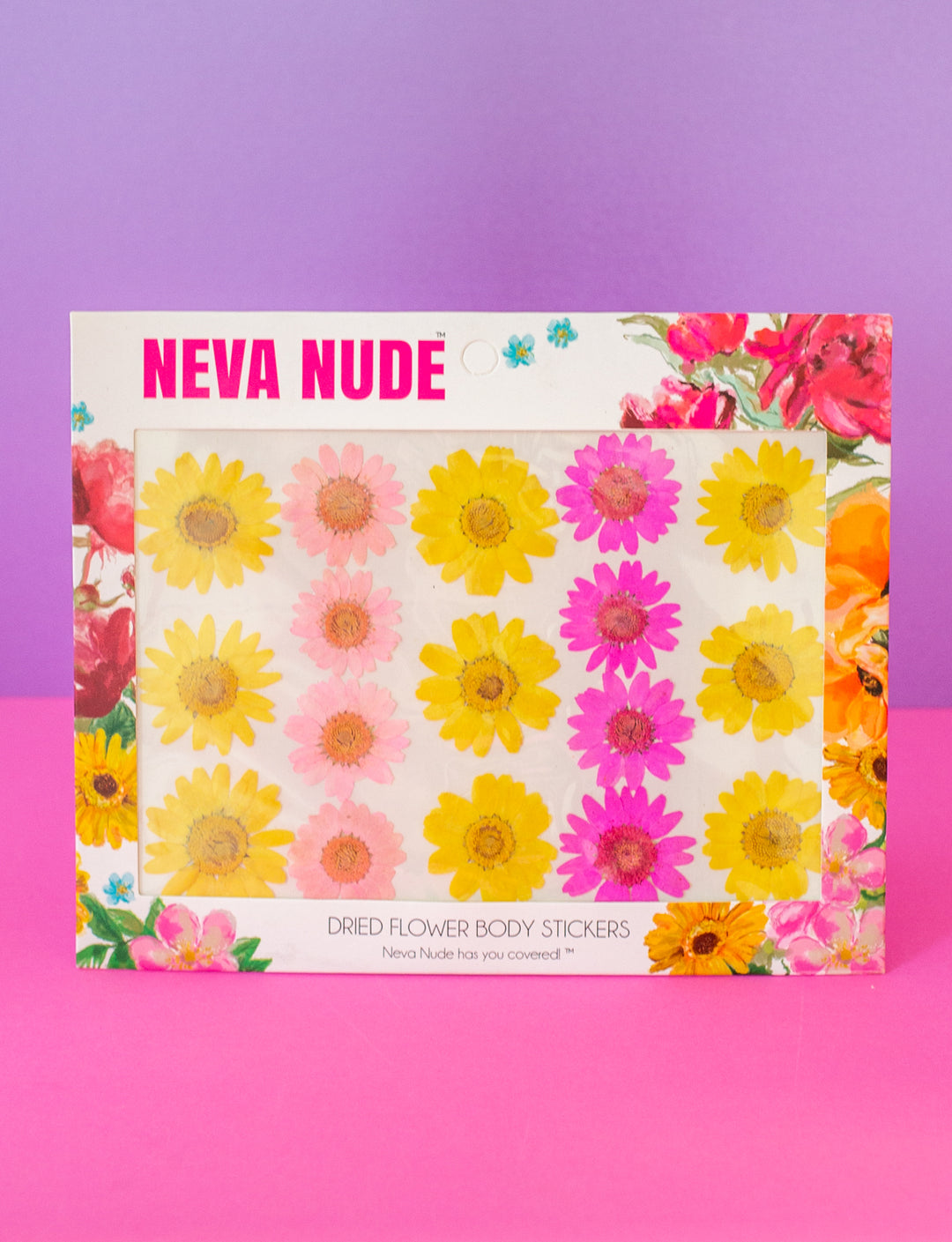 real dried flower face and body stickers in red and yellow
