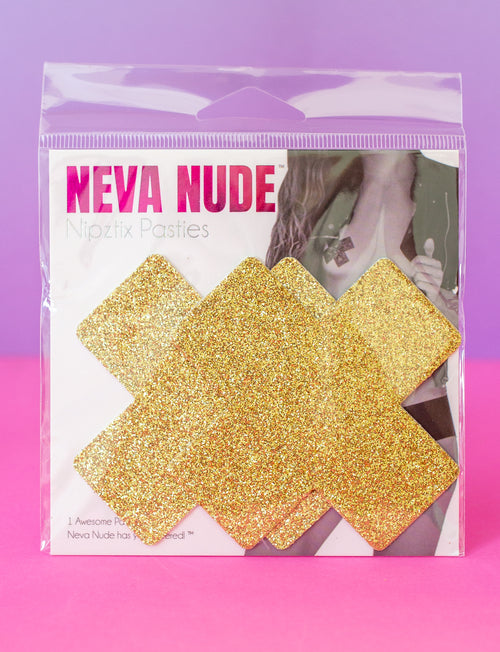 Gold Glitter Cross Nipple Covers