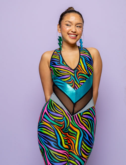Rainbow Mayhem Backless Catsuit