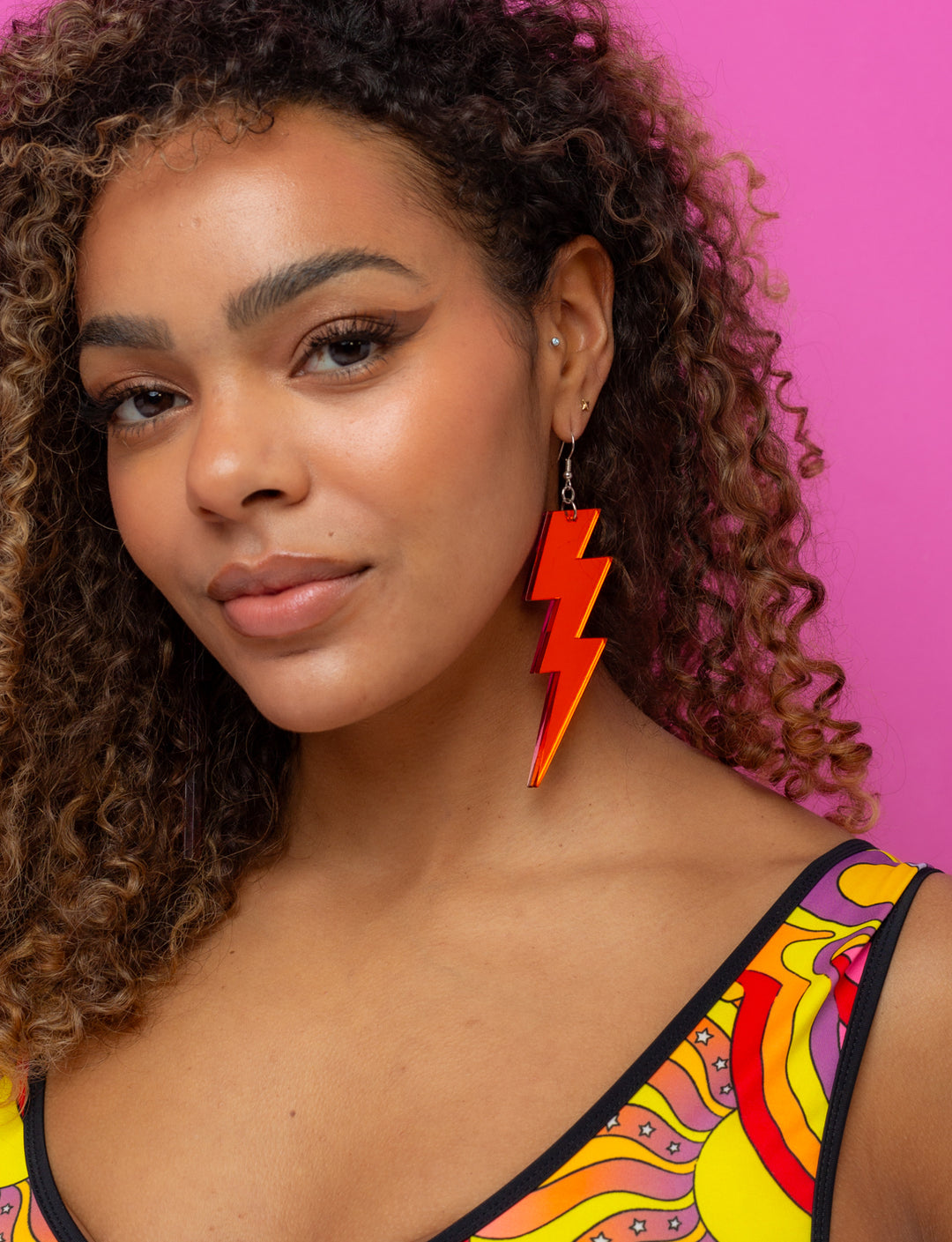 Pink & Red Lightning Bolt Earrings