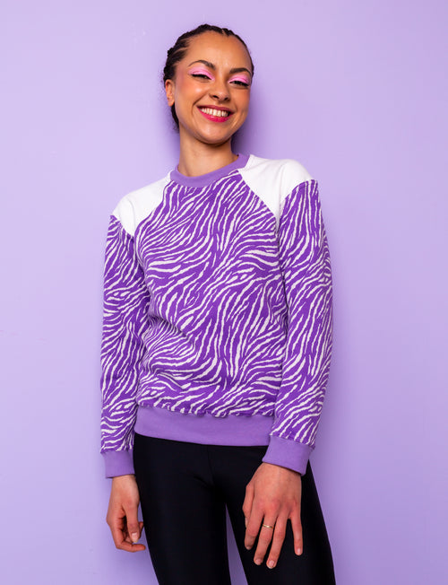 Lilac & White Zebra Print Sweatshirt