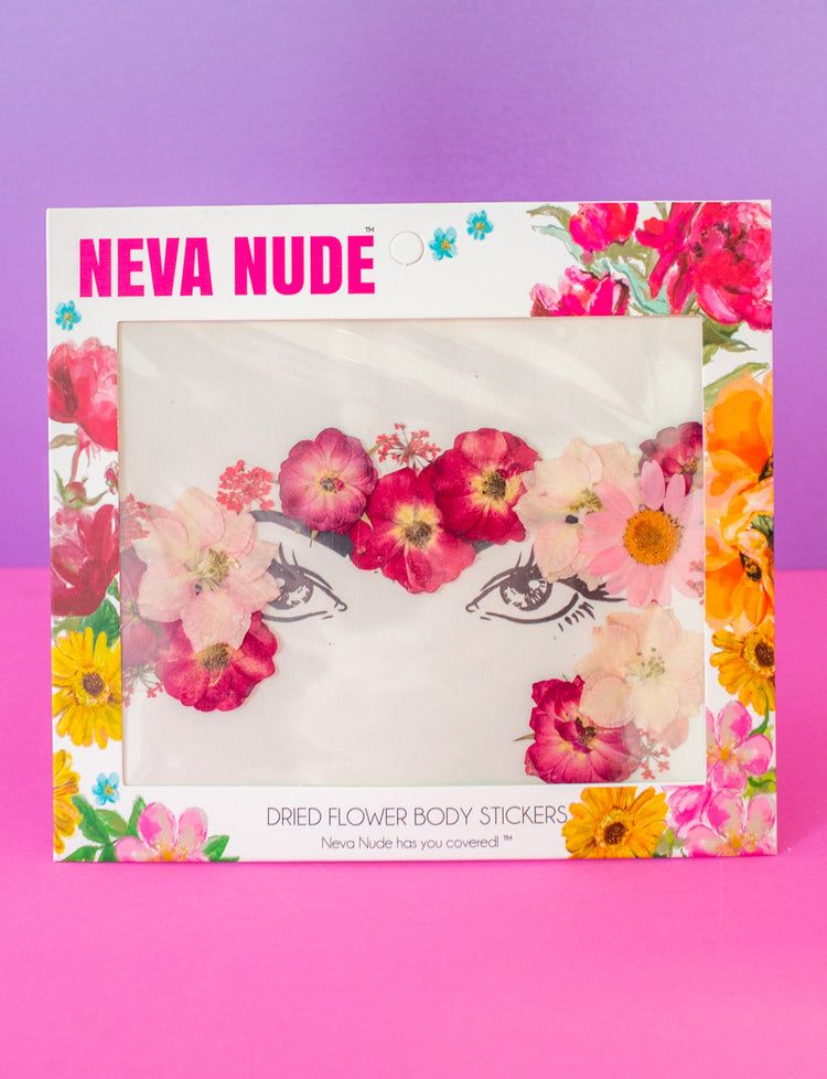 real dried flowers face stickers red pink