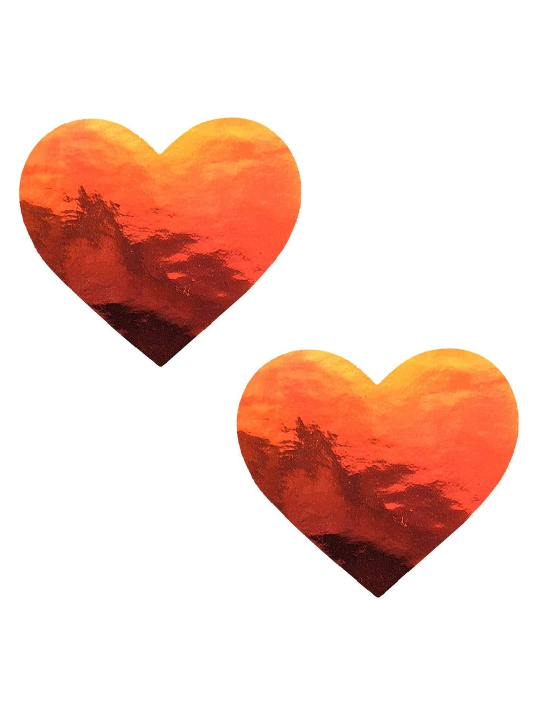 Orange Mirrored Heart Nipple Covers
