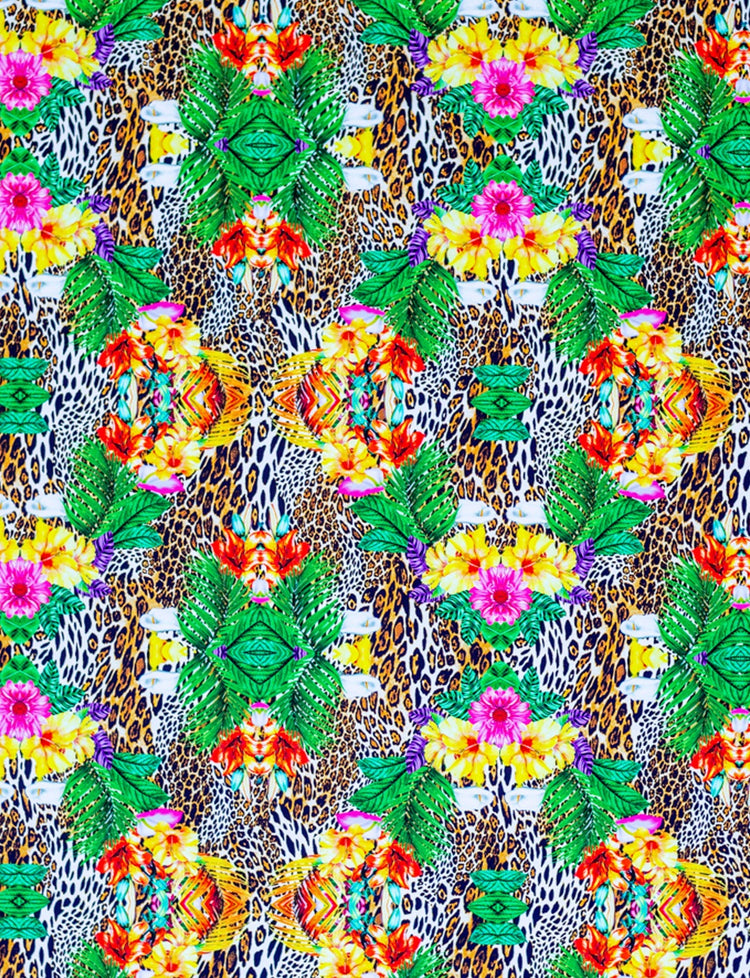 Jungle leopard print lycra fabric 