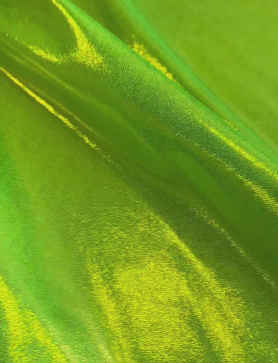 Lime green foil spandex fabric.
