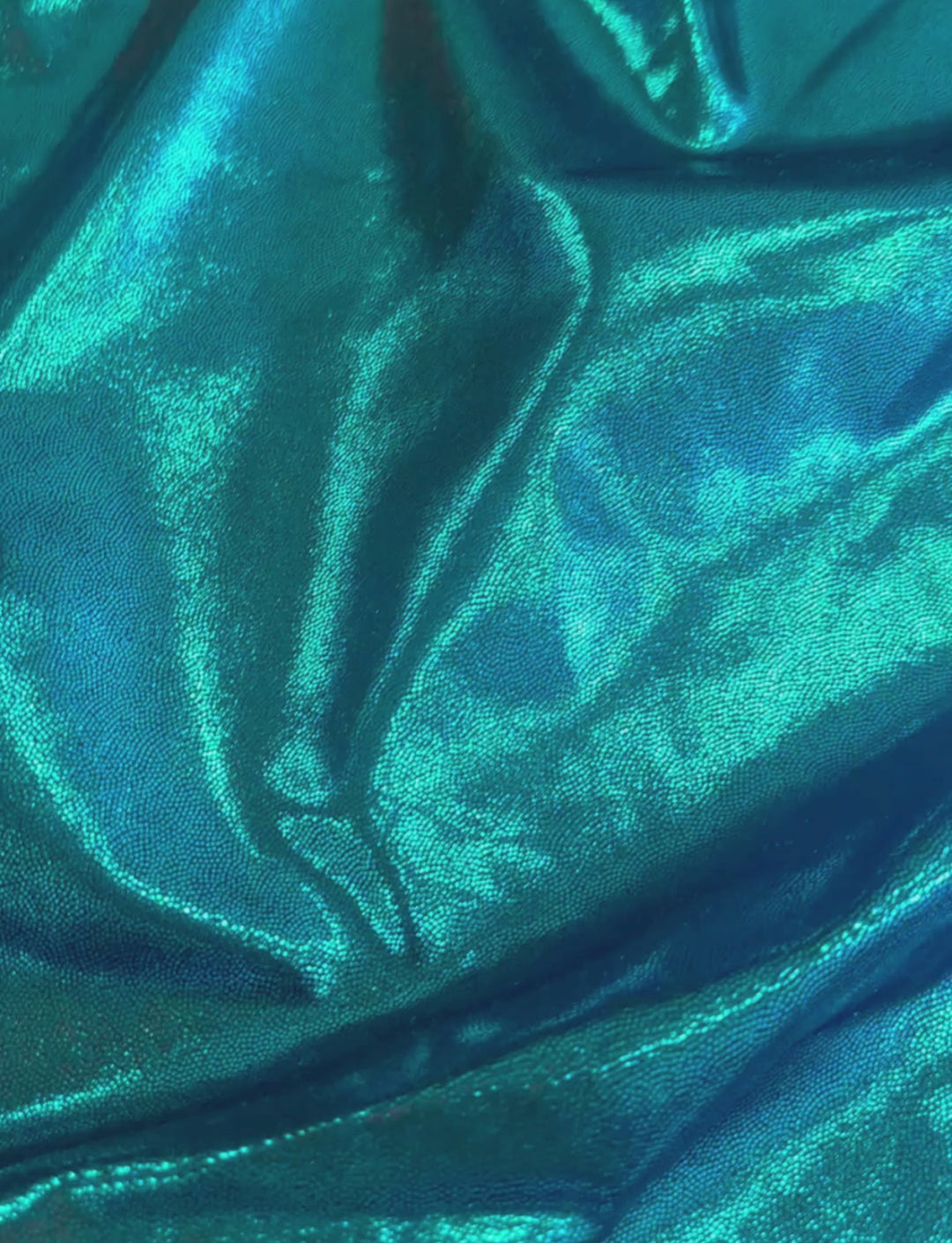 Electric blue foil stretch fabric.