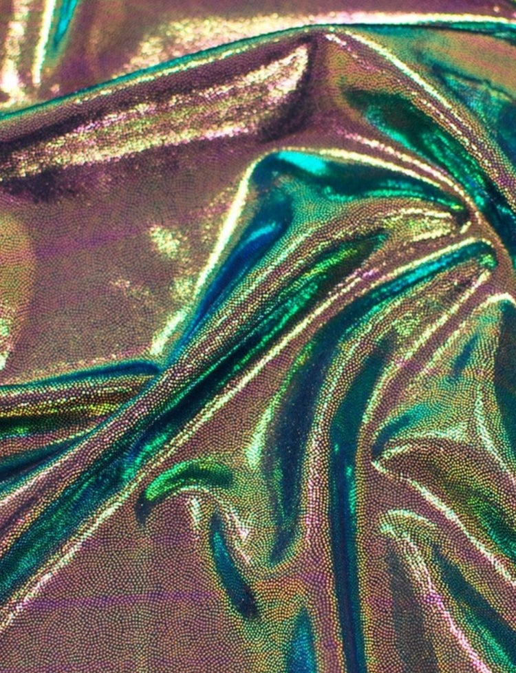 green gold iridescent foil fabric swatch