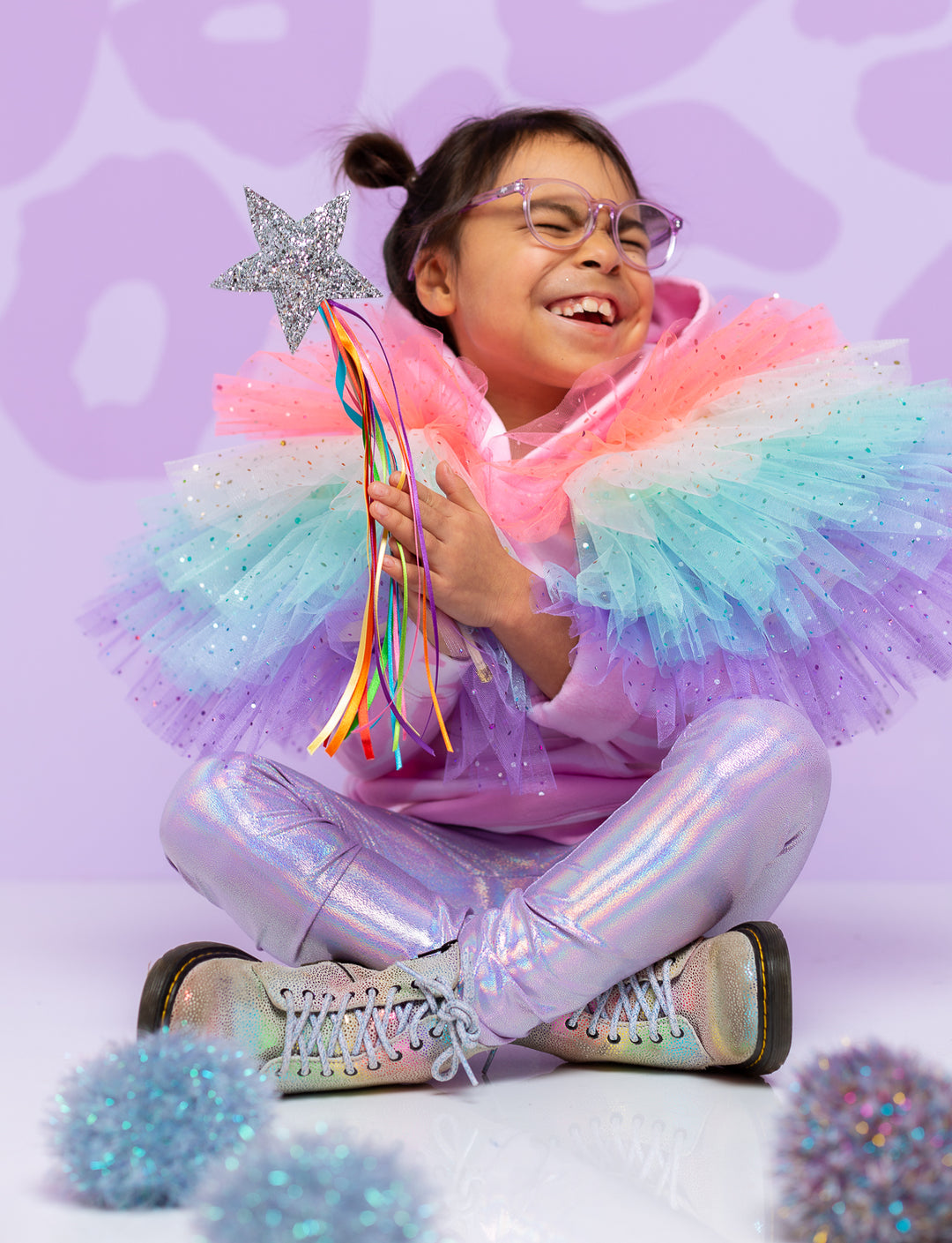 lilac holographic kids unicorn leggings for girls and boys