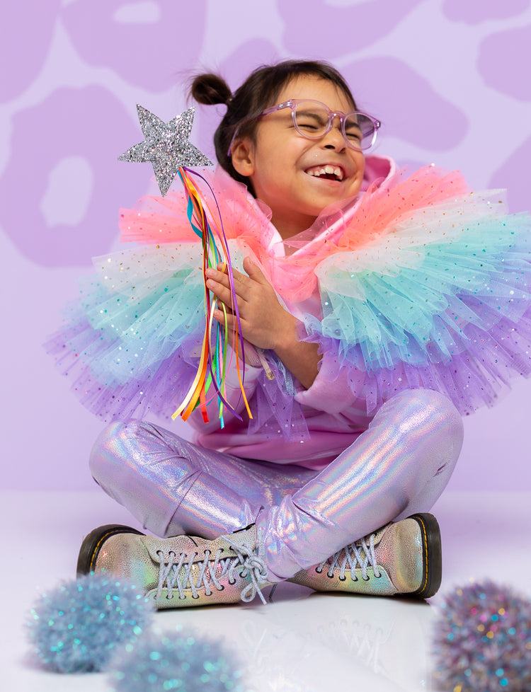 lilac holographic kids unicorn leggings for girls and boys